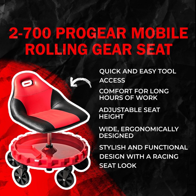 Traxion 2-700 ProGear Mobile Rolling Gear Seat W/Equipment Tray and