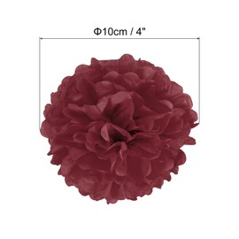 PATIKIL 4" Tissue Pom Poms Flowers, 20 Pack Paper Flower Ball for Wedding Bridal Shower Birthday Bachelorette Party Backdrop Decoration, Dark Red