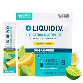 Liquid I.V.-  Multiplicador de Hidratación Sin Azúcar Lima Limón  Mezcla para Bebida en Polvo Electrolito  1 Paquete (14 Porciones                    