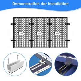 Solarmodul Halterung Kit 12cm und Zubehör Schwarz Eloxiert 30-35mm Verstellbar, Ideal für Trapezblech - Flachdach - Montage, PV - Befestigungsset für Solarmodule (für 2 x Solarmodul)