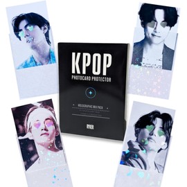 4-in-1 Kpop Photocard Sleeves Protector Starter Kit | Includes 68 Card Sleeves in 3 Sizes Standard, Oversize, Square Holographic Sleeves. Kpop Photocard Collectors Durable Protective Card Sleeves