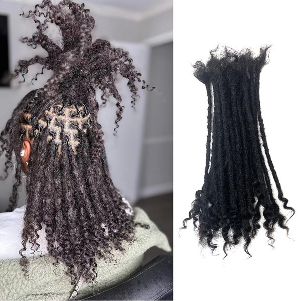 Wantoade Dreadlock Extensions Human Hair With Curly Ends 0.4cm Width