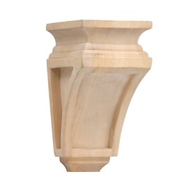 WADDELL Hardwood Grand Mission Corbel, 1 Count (Small) | 6⅝" x 3⅞" x 3½" w/Pre-Installed Keyhole Plate | Unfinished Decorative Corbels for Countertops, Fireplace Mantel, Shelves, DIY Home Improvement