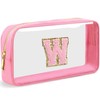 LOFOWN Initial Clear Makeup Bag Small Cosmetic Bag Travel Toiletry