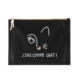 DLP - Celia Je Suis Comme Chat Noir Pencil Case Black Toiletry Bag, black, toiletry bag