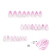 Tressora 24Pcs 3D Handmade Press on for Medium Pink Almond