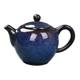 Porcelain Teapot, 9oz Tea Pot Small Teapot Chinese Tradition Kiln-changed Glaze Colored Ceramic Tea kettle (blue)