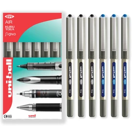 uni-ball Eye UB-157 0.7mm Rollerball Pen in Gift Box - Black and Blue (Pack of 6)