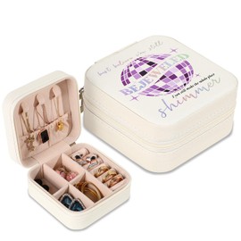 GIFTSFARM Jewelry Box, Small Jewelry Case for Taylor Fans, Taylor Gifts Merch, Portable Jewelry Case with Purple Disco Ball for Bracelet, Necklace, Ring, Earring Organizer Holder Storage Boxes