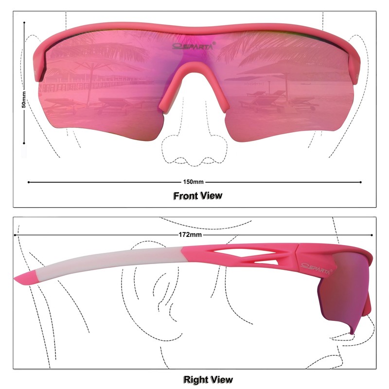 OUTDOORSPARTA Sports Sunglasses(2. Pink Frame, Full Lens Mirrored Pink)