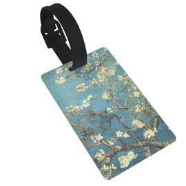 Vincent Van Gogh Blossoming Almond Tree Luggage Tag Travel Suitcase Labels Name ID Tags Business Card Holder Baggage Label for Women Men