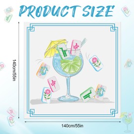 Hahafelt Mahjong Table Cloth for Card Table 55 x 55 Inch, Cocktail Themed