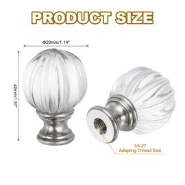 PATIKIL 1/4-27 Lamp Finial Cap for Lampshade Harp Top, Cap Nut Screw Cap Button Clear Pumpkin Shaped Crystal Lampshade Decoration for Table Floor Lamp, Silver Tone
