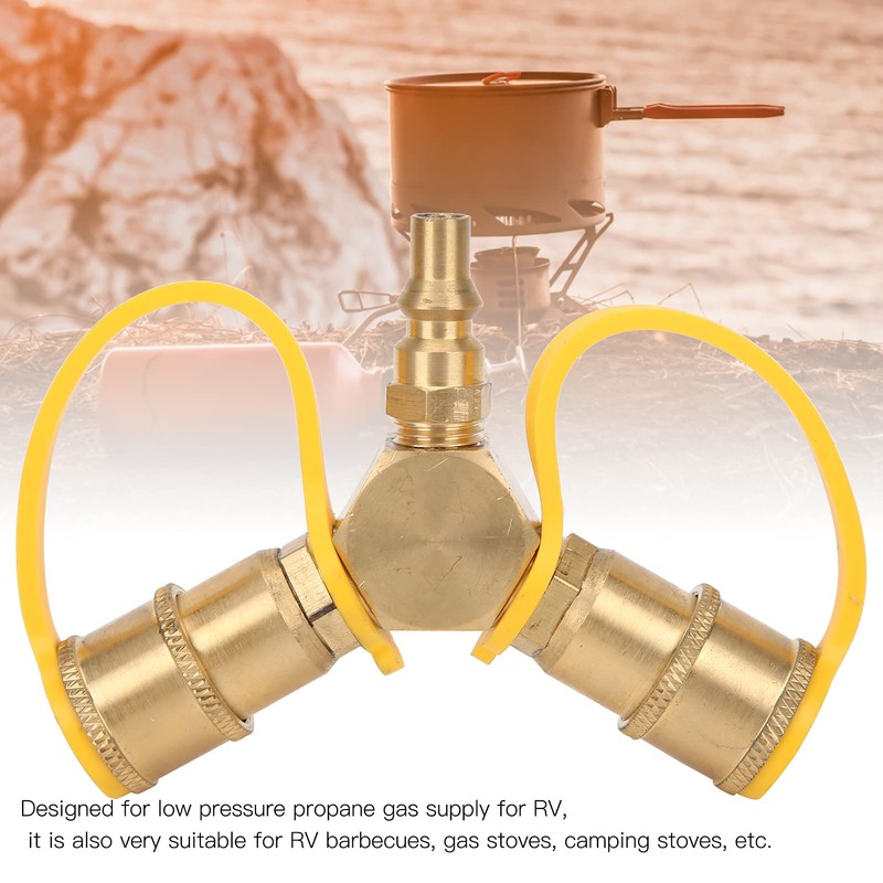 FECAMOS LPG Gas Line Splitter Adapter with 3 Spouts Propane