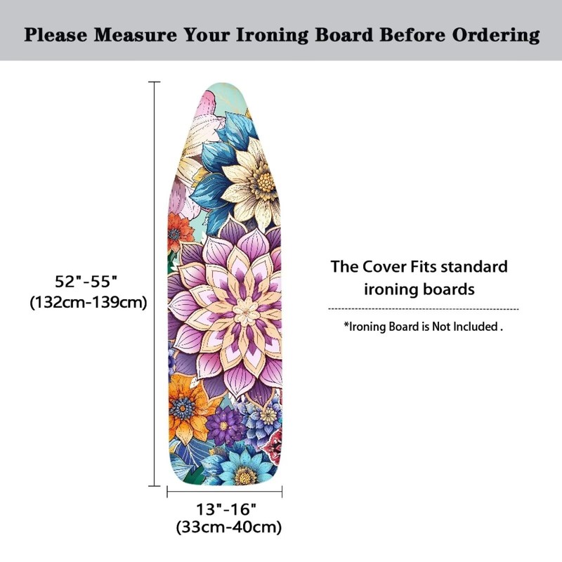 Darisoco Bohemian Flowers Tabletop Ironing Board Cover and Pad Standard