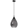 Homebelife Smoked Grey Hammered Glass Pendant Light Modern Matte Black