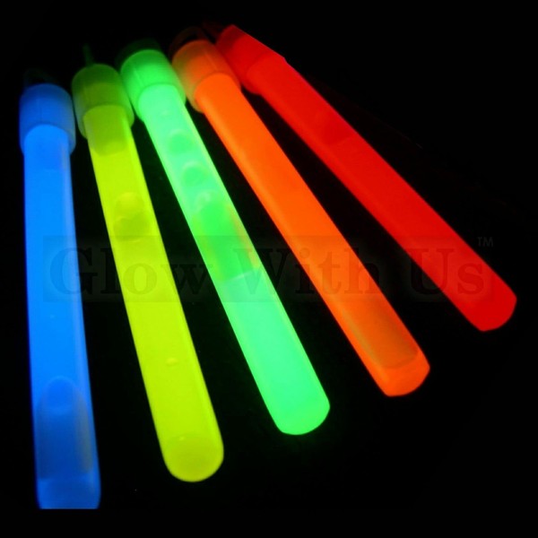 Glow Sticks Bulk Wholesale, 100 4” Glow Stick Light Sticks. Assorted Bright Colors, Kids Love Them! Glow 8-12 Hrs, 2-Year Shelf Life, Sturdy Packaging, GlowWithUs Brand