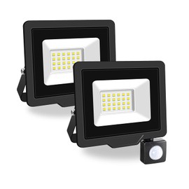 PICAA 20 W LED Spotlight with Motion Sensor Outdoor, 2000 LM Outdoor Spotlight 6000 K Cool White Spotlight, IP65 Waterproof Floodlight, Ideal Outdoor Light for Garden, Courtyards, Garage, Home, Hotel