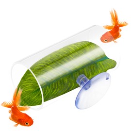 Betta Fish Acrylic Tube Tunnel, Hollow Betta Fish Cave with Betta Fish Leaf Pad Betta Fish Tank Accessories Betta Shelter Hideaway for Aquarium Decor Fish Tank Decorations Shrimp Hideout Design Tube