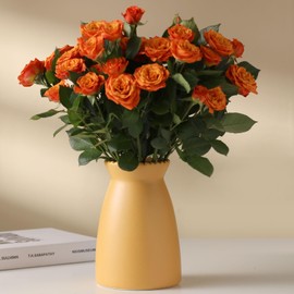 hjn Yellow Ceramic Vase – Minimalist Home Decor Vase for Flowers, Centerpieces, and Modern Interiors (Yellow)