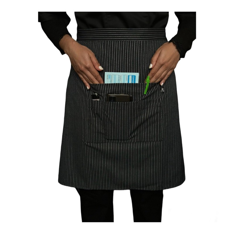 Zittro Medio Mandil/Delantal Chef (Negro con blanco, Mediano)