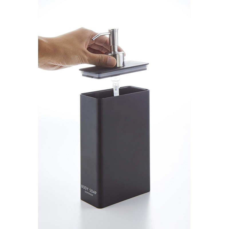 Yamazaki 4257 Two-Way Dispenser, Square, Slim, Body Soap, Black, Approx.