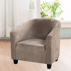 Soft Velvet Tub Chair Cover - High Stretch Bucket Chair Covers Soft Club Chair Covers Armchair Slipcovers for Dining Living Room Internet Cafe Bar Office Reception (Brown)