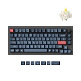 Keychron V1 Max 75% RGB Custom Mechanical Keyboard, 2.4Ghz/Bluetooth 5.1/Wired QMK/VIA Programmable Macro, Hot-Swappable Gateron Jupiter Banana Switch Gasket Mount for Mac Windows