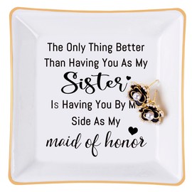 Piudee Piudee Bridesmaid Gifts Maid of Honor Proposal Gift Jewelry Dish Trinket Ring Tray - The Only Thing Better ... As My Maid of Honor, Wedding Day Party Gifts for Matron of Honor from Bride