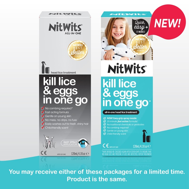 NitWits All-in-One Head Lice Treatment Spray, Kills Lice, Super Lice