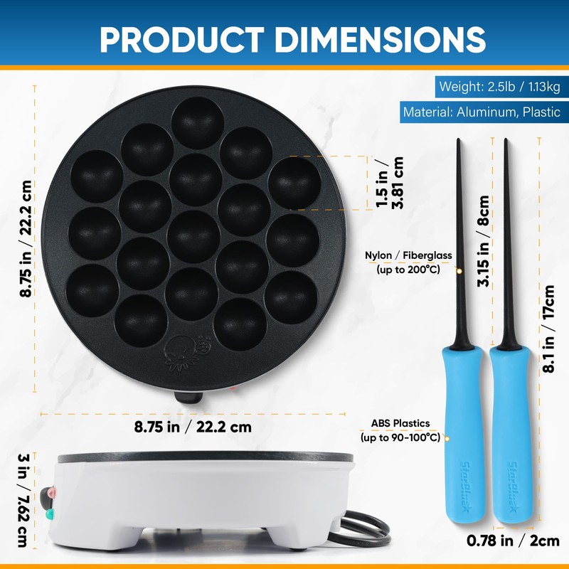 Takoyaki Maker Machine by StarBlue with FREE Takoyaki Picks -