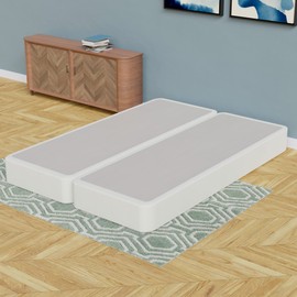 Mattress Solution, 8-Inch Sturdy Wood Box Spring for Mattress Support - Durable and Fully Assembled, Natural Wood Foundation for Full, White