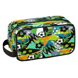 Travel Toiletry Bag for Boys Men, Soccer Graffiti Waterproof Hanging Dopp Kit for Kids, Shaving Bag with Large Capacity for Travel,Sports Shower