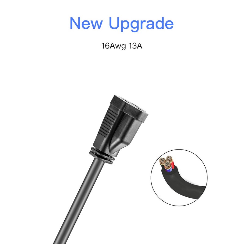 KMC Power Extension Cord 10-Pack, Outlet Saver, 16AWG 3 Prong,