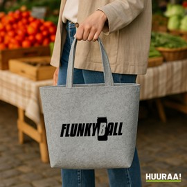 Huuraa Einkaufstasche Flunkyball Bierdose Geschenk 22 Liter Grey Melange Filz Flunkyball Accessoire