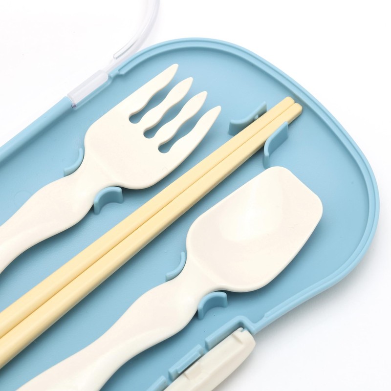 Mii Trio Cutlery Set, Blue, Chopsticks for Bento Lunch Box
