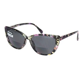 Gafas de sol de lectura góticas bifocales para mujer, Flower, 5 3/8" (137mm) x 1 13/16" (47mm)