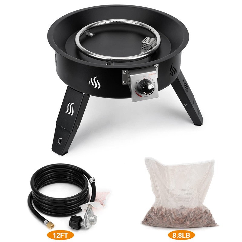 ONLYFIRE OUTDOOR LIVING Propane Fire Pit 19" with Gas Hose,