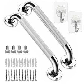 2 Pack Anti Slip Grab Bar Rail, Stainless Steel Grab Rails for Bathroom, Elderly Children and Disabled Shower Handle for Kitchen Bedroom Shower Toilet Stairs,12 Inch