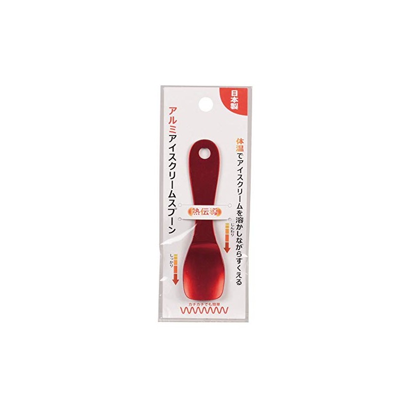 Pearl Metal C-1118 Aluminum Ice Cream Spoon, Red, Made in