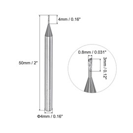 sourcing map Square Nose End Mill, 0.8mm Solid Carbide Long Reach CNC Router Bits 2 Flutes Milling Cutter with Extended Neck, 4mm Cutting Length 4mm Shank