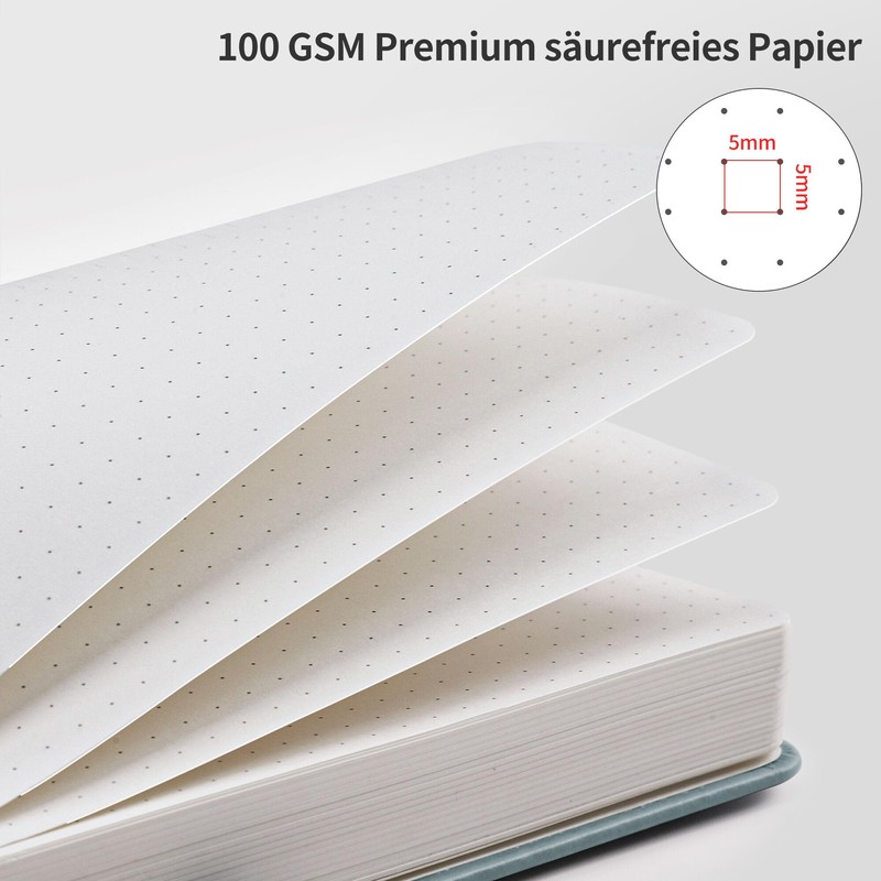 RETTACY Notebook A5 Dotted, Bullet Dot Journal with 100 g/m²