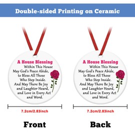 Housewarming Gifts Ceramic Hanging Decoration for New House Home Blessing Religious Home Decor Homeowner Gift for Couple Son Daughter Inspirational Bible Verse Ceramic Keepsake Gifts