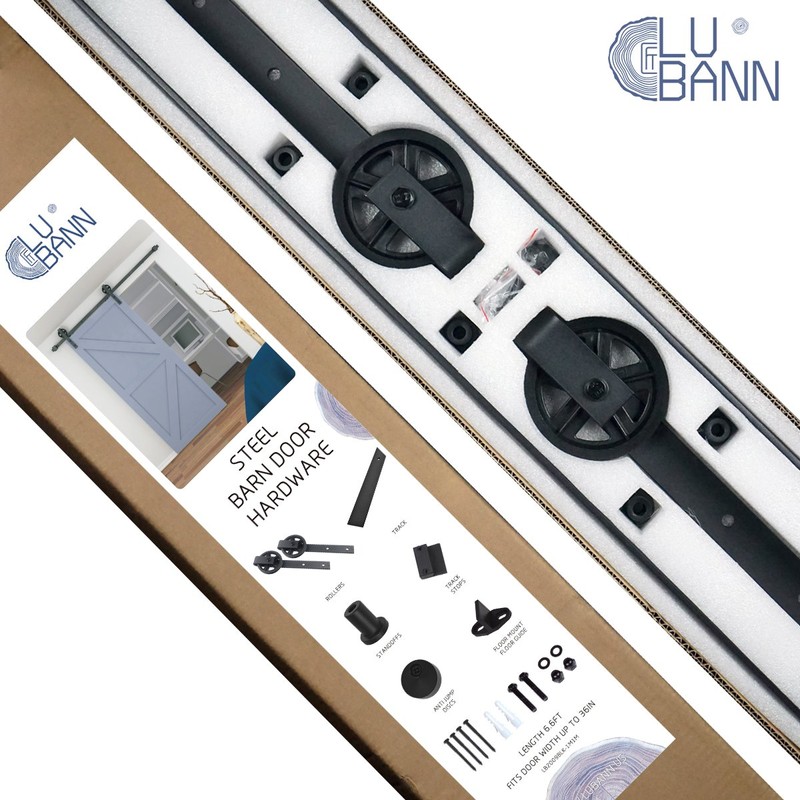 LUBANN 6.6FT Sliding Wood Barn Door Hardware Sliding Track Kit