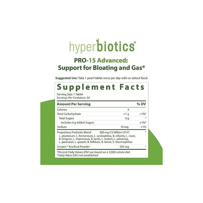 Probiótico Hyperbiótics Pro-15 Advanced, Sin Sabor, para Salud Digestiva