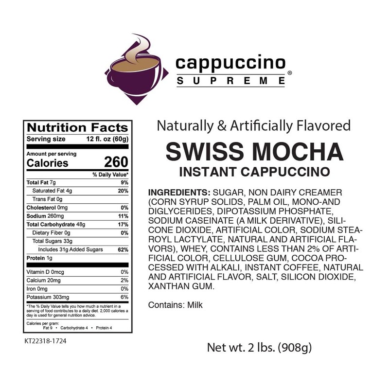 Cappuccino Supreme 2 lb bag Swiss Mocha Cappuccino Mix