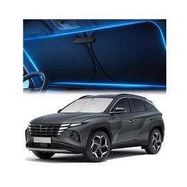 Windshield Sunshade for Hyundai Tucson 2022 2023 2024 2025 - Innovative No-Light-Pass Technology, Mirror Cut-Out, Blocks 99% UV Rays, Fade-Resistant, Easy-Fold Tucson Windshield Sun Shade