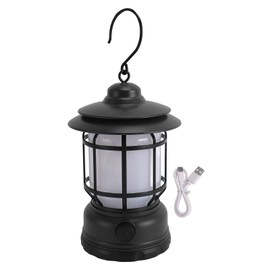 Hanging Camping Lantern 3 Modes IPX4 Waterproof Camping Lantern Dimmable Vintage LED Light with Hook for Indoor Outdoor Black