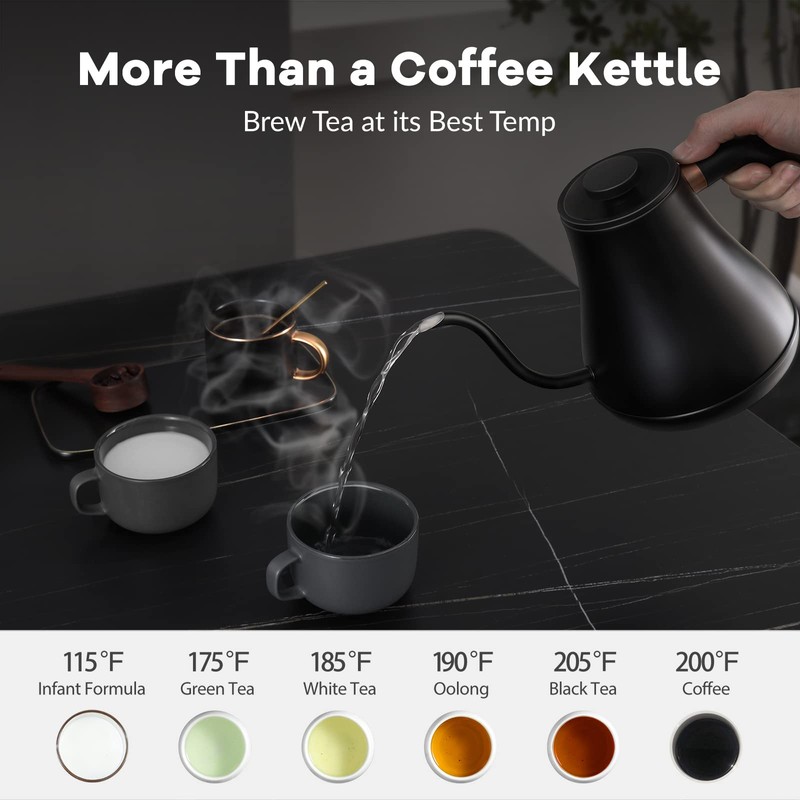 Mecity Electric Kettle Gooseneck Pour Over Kettle ±1℉ Temperature Control