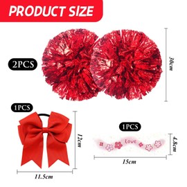 UBSIUH 2 Pieces Of Cheerleading Balls, 1 Piece Of Bow Hair Ring And 1 Piece Of Face Sticker, Cheerleading Performance Props, Sports Event Supplies, Cheering Props.